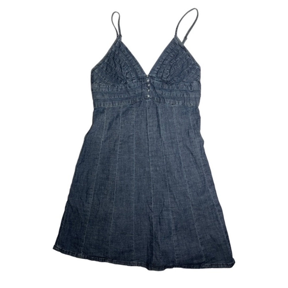 Blue Empire Waist Denim Dress with Spaghetti Straps